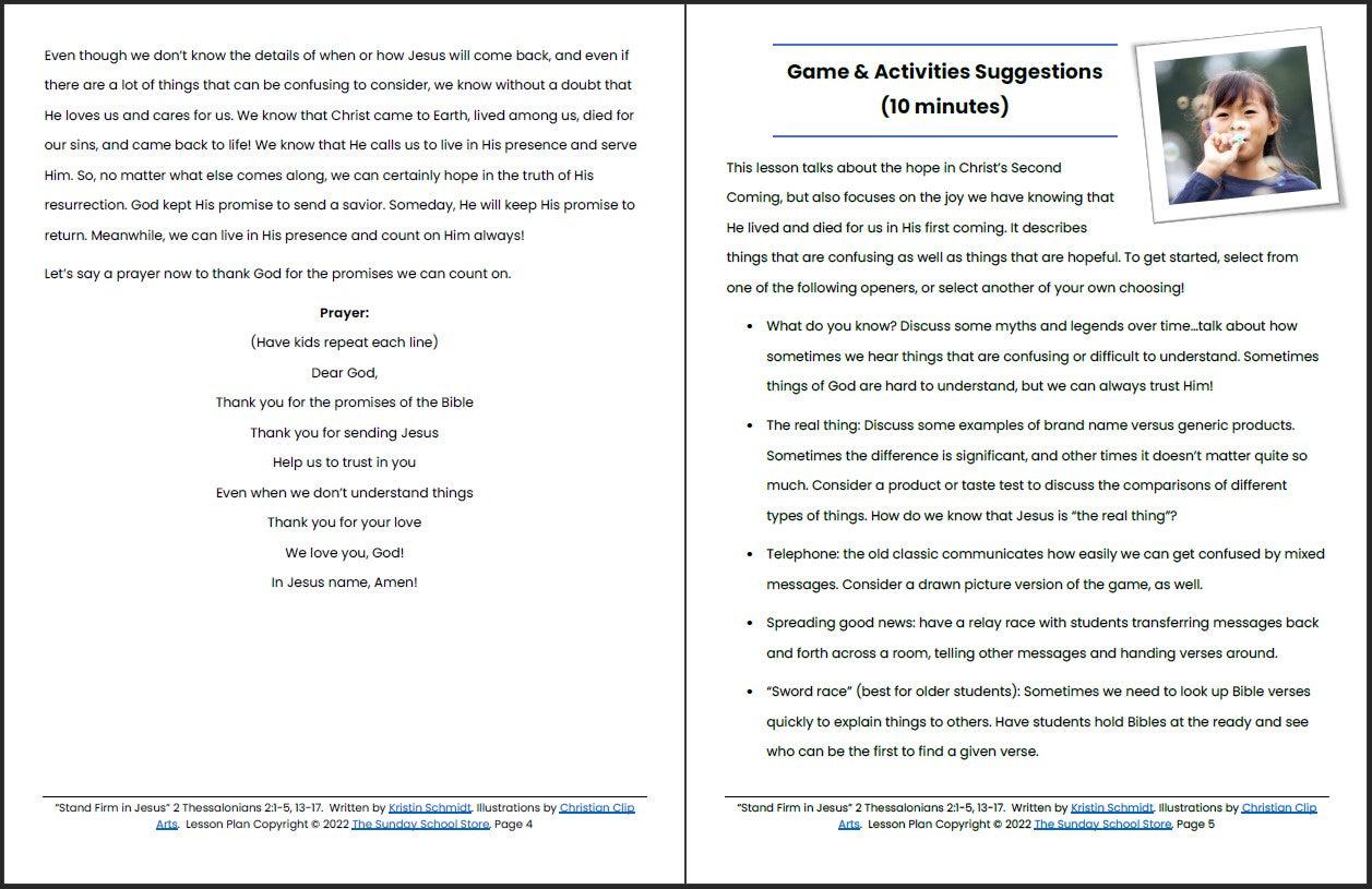 Stand Firm in Jesus (2 Thessalonians 2) Printable Bible Lesson & Sunday School Activities - Image 4