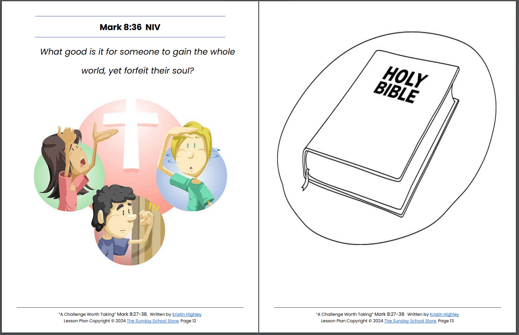Take Up Your Cross and Follow Me (Mark 8:27-38) Printable Bible Lesson & Sunday School Activities PDF - Image 4