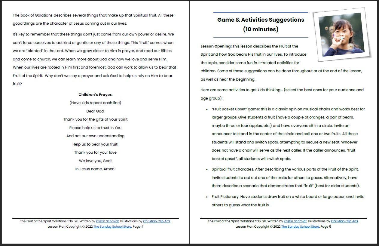 The Fruit of the Spirit (Galatians 5:16-26) Printable Bible Lesson & Sunday School Activities - Image 4