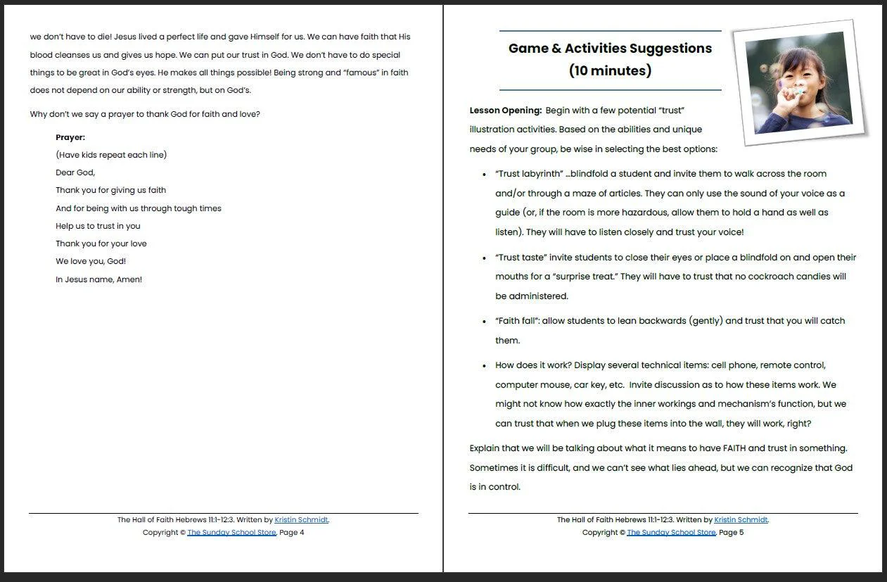 The Hall of Faith (Hebrews 11:1-12:3) Printable Bible Lesson & Sunday School Activities - Image 4