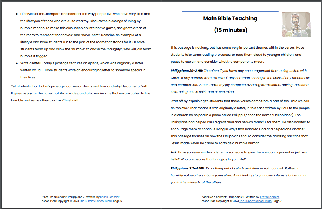 The Humility of Jesus (Philippians 2: 1-11) Printable Bible Lesson & Sunday School Activities - Image 5