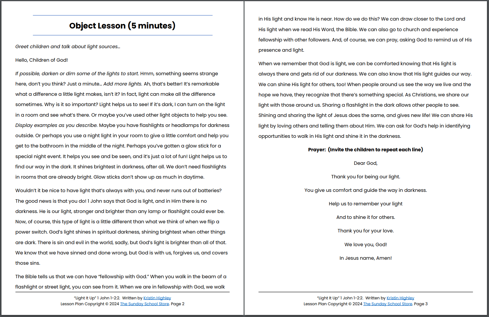 The Light of Christ (John 1:1 - 2:2) Printable Bible Lesson & Sunday School Activities PDF - Image 7