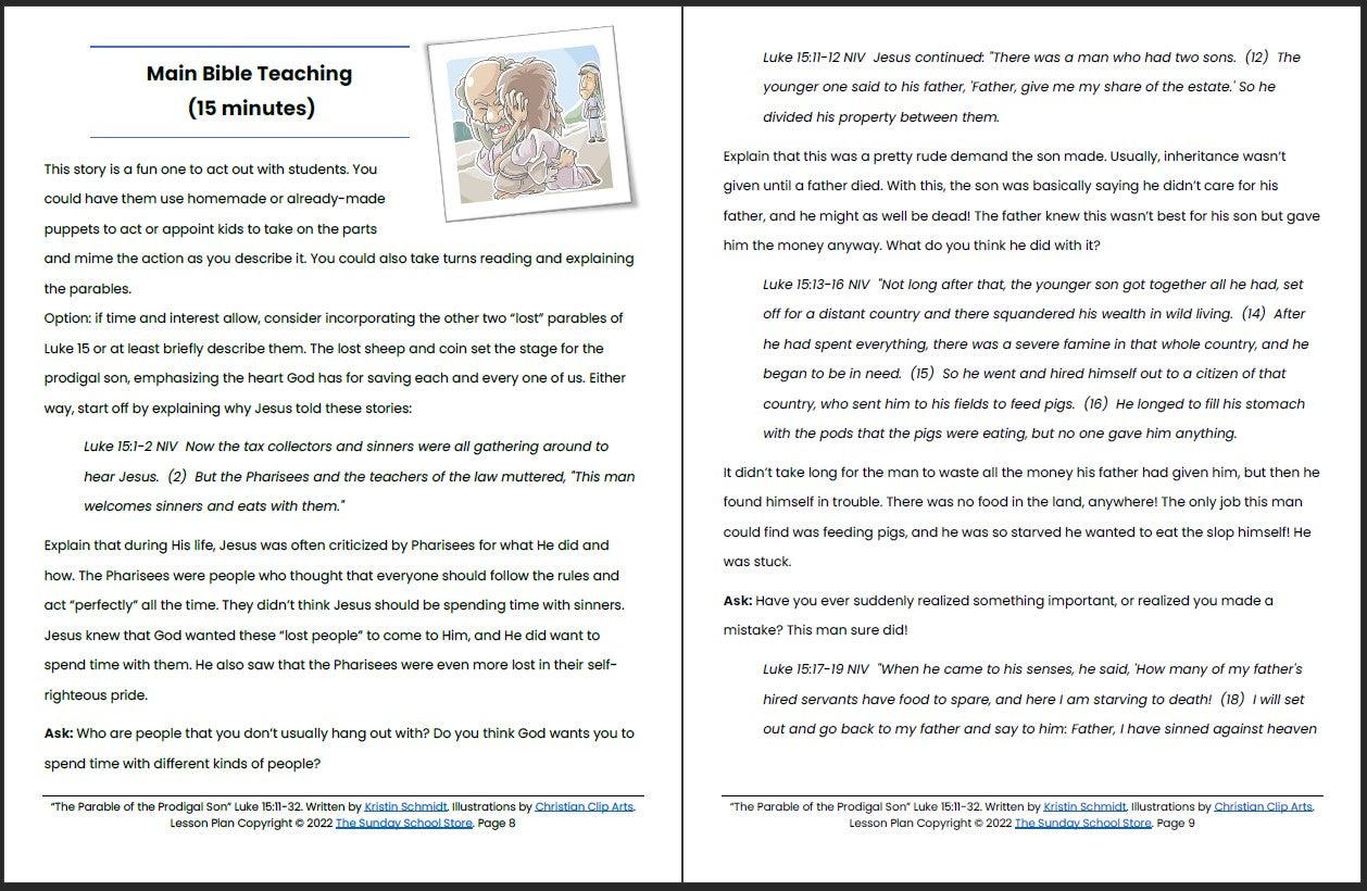 The Parable of the Prodigal Son (Luke 15:11-32) Printable Bible Lesson & Sunday School Activities - Image 6