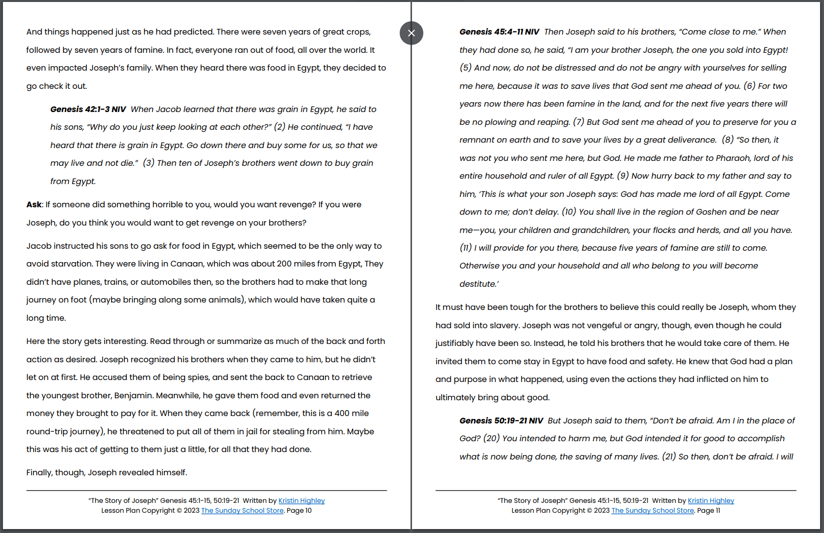 The Story of Joseph (Genesis 45:1-15, 50:19-21) Printable Bible Lesson & Sunday School Activities - Image 7