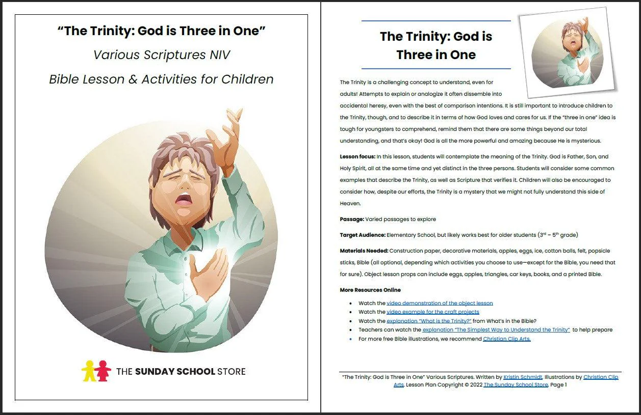 The Trinity: God is Three in One. Printable Bible Lesson & Sunday School Activities - Image 2