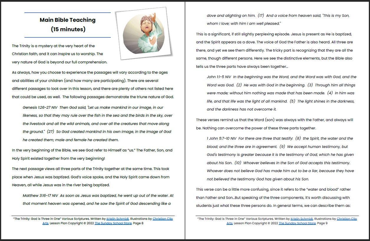 The Trinity: God is Three in One. Printable Bible Lesson & Sunday School Activities - Image 6