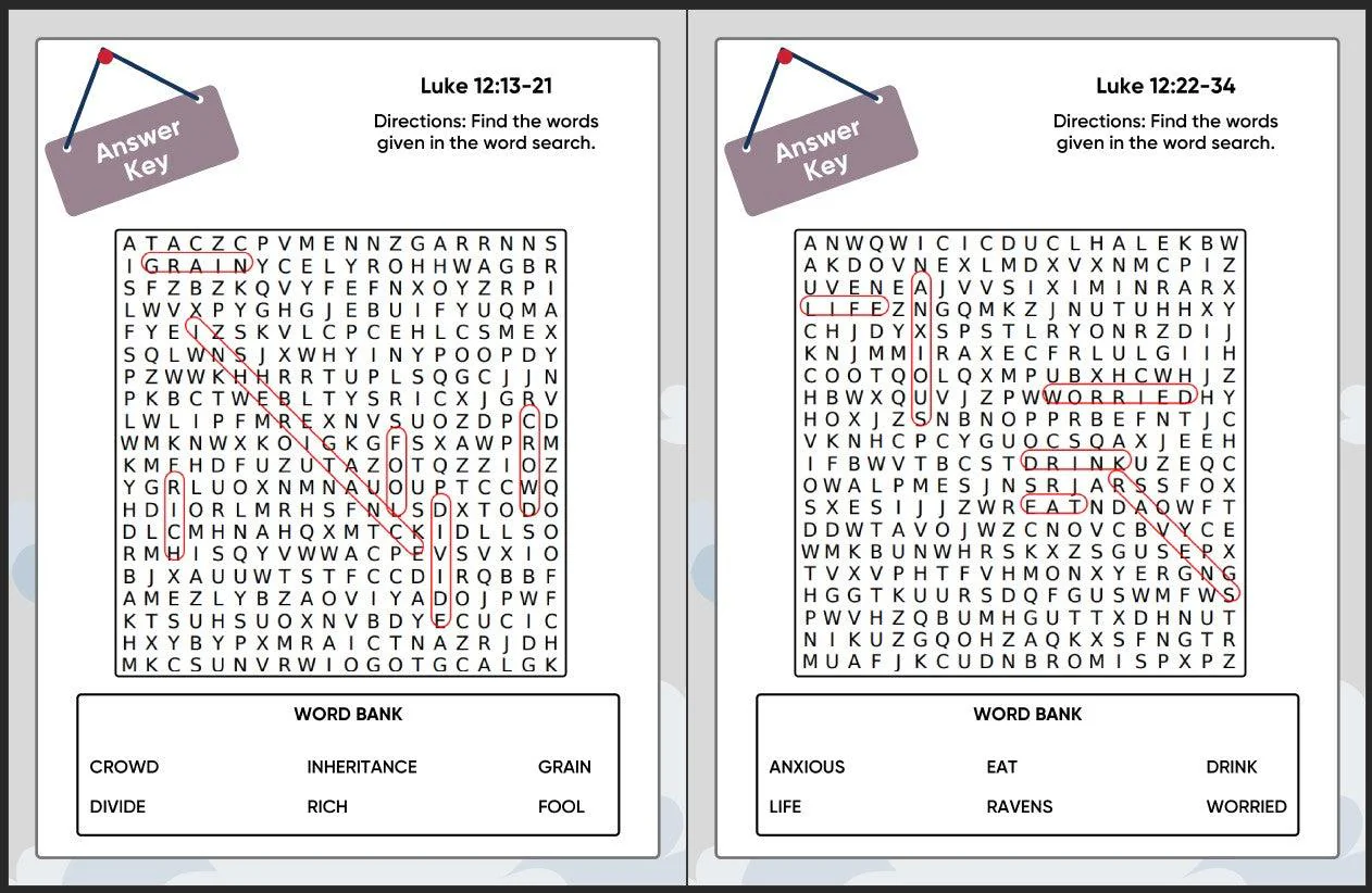 Treasure in Heaven (Luke 12:13-34) Printable Bible Lesson & Sunday School Activities - Image 12