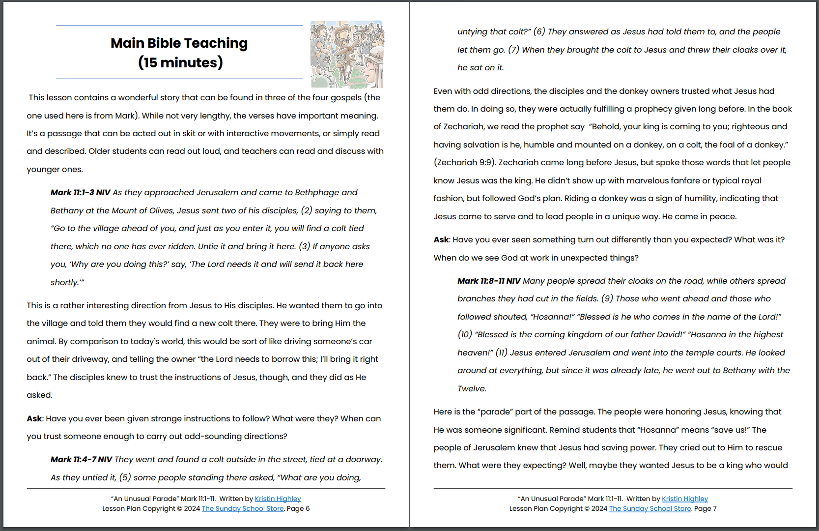 Triumphal Entry of Palm Sunday (Mark 11:1-11) Printable Bible Lesson & Sunday School Activities PDF - Image 7