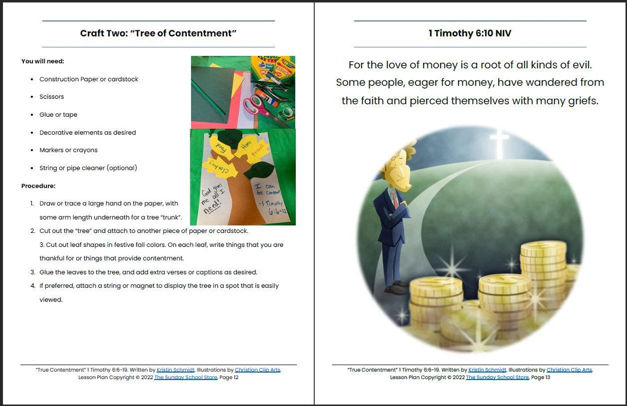 True Contentment Vs. Love of Money (1 Timothy 6:9-19) Printable Bible Lesson & Sunday School Activities - Image 8