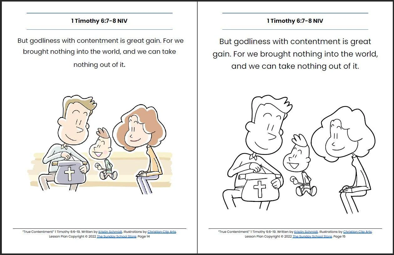 True Contentment Vs. Love of Money (1 Timothy 6:9-19) Printable Bible Lesson & Sunday School Activities - Image 9